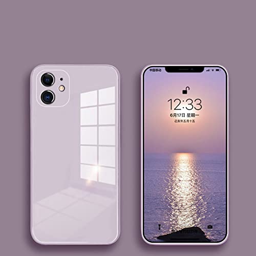 Coque en verre trempé pour iPhone X XS et silicone souple violet herbe