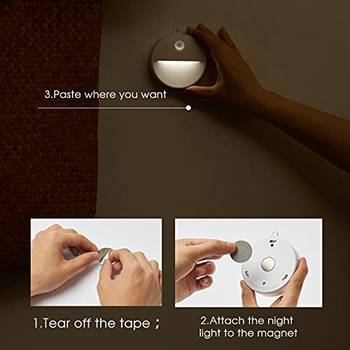 Night Light,3 Packs Cool White Led Lighting 6000K Motion & Light Sensor Compact Design Battery Operated（Not Included, Décor &Safety Emergency Light For Stairway Corridor Bedroom Toilet Wardrobe, Etc. #TOP3