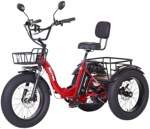 NARRAK Electric Tricycle for Adults, 750W(Peak 1350W), 48V13Ah Ebike, 20"x4.0" Aluminum Folding Fat Tire 3 Wheel Electric Trike, Max 20MPH Hydraulic Brake, Rear Motor Differential