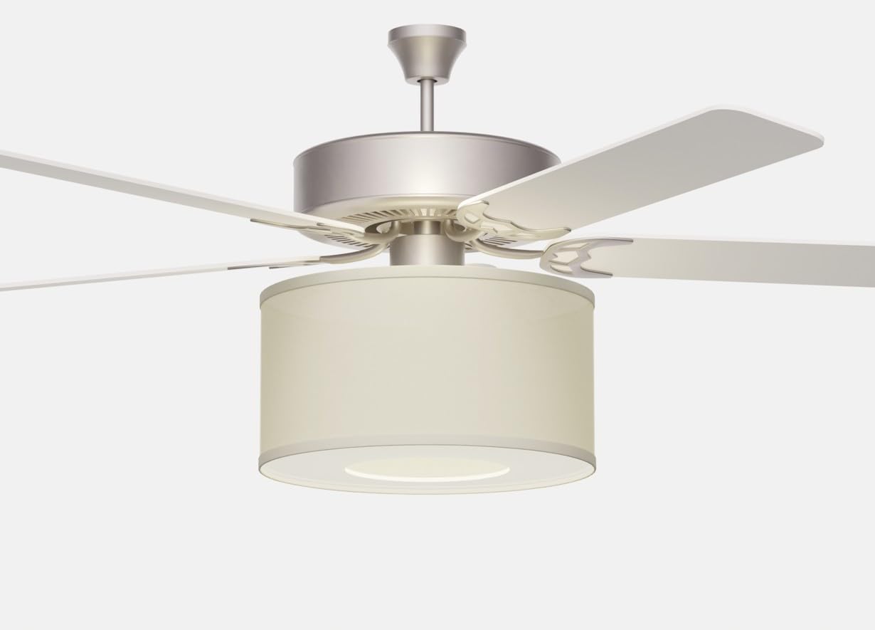 Ceiling Fan 100% Linen Shade DIY Bundle + Patented Adapters & FREE Diffuser, Fits 98% of Fan Light Kits (*YOU MUST CHECK FOR COMPATABILITY BEFORE PURCHASING*) Off-White