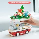 Flower Car Building Block Set, Van Car with Flower Bouquet Basket, Artificial Flowers Building Kit for Home and Office Décor, Birthday Toys for Teens and Adults, 457 PCS