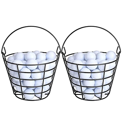 10L0L Metal Golf Ball Basket with Handle, Golf Ball Bucket 2 Pack