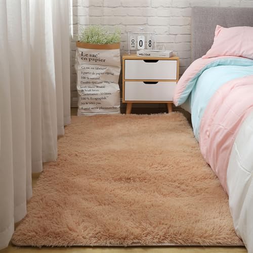 XUEDNGM Large Rugs for Living Room 150 x 300 cm(59 x 118inch) Bedroom Anti-Skid Yoga Carpet Living Room Rug - Cosy Thick Dense Pile Non Shed Fluffy, with Durable, Easy Care, Non-Slip, Beige