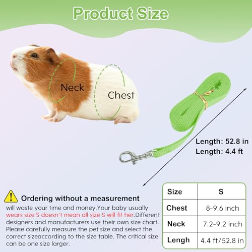 Image of Guinea Pig Harness and Leash,2packs Guinea Pig Clothes Baby Ferret Rats Hamster Soft Mesh Harness Leash for Decoration,Hamster Harness can be Adjusted to Any Size. (Black + Green)