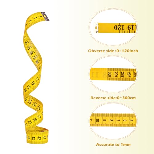 Miniatura 3 de 2 Piezas Cinta Métrica De Costura, Metro De Sastre Suave De Doble Cara, Para Medir Partes Del Cuerpo, 300cm, Cm Inch