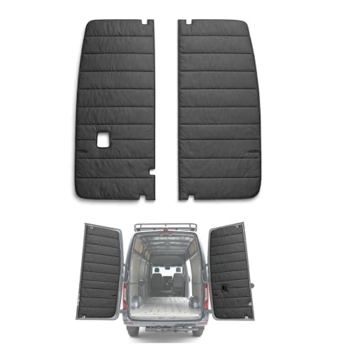 Redpoint Vanture Maxx Cover Insulated Rear Door Cover Lite Edition Interior Panel Compatible with Sprinter High Roof VS30 (2019Pres) Bare Metal Only 2pc Set (Dark Gray)