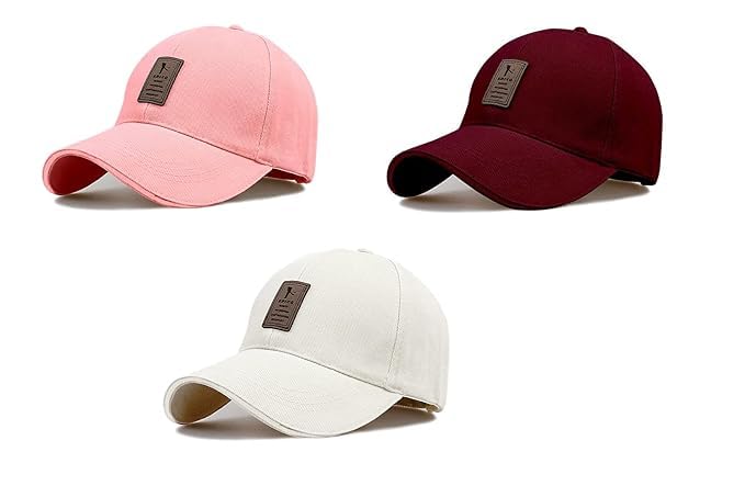 Image of rytoria Combo 3 Pcs Cap for Men and Women Unisex Cotton Caps Adjustable Strap Free Size Summer Sports Cricket Gym Dance