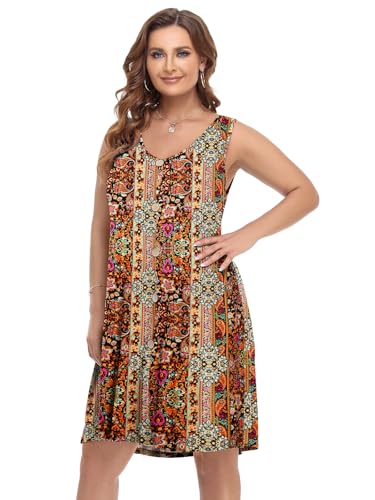 Image of BELAROI Summer Dresses for Women Beach Tshirt Sundress V Neck Casual Swing Tank Dress Swimsuit Cover Ups Pockets