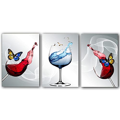 Décoration de restaurant peinture sur verre à vin sans cadre toile