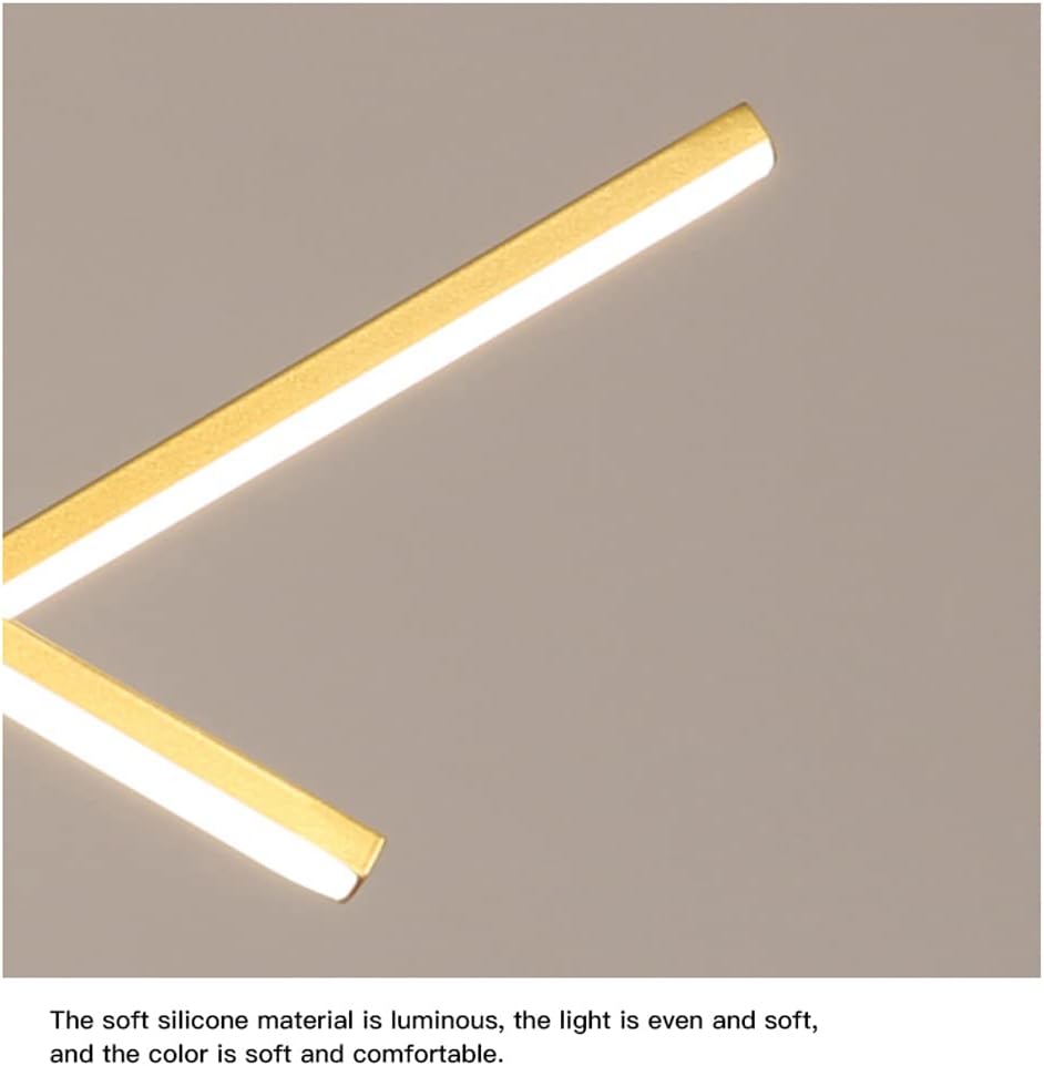 Nordic Linear Chandelier Hanging Lighting for Kitchen Island Lamp 26W Dimmable 3-Color Pendant Light for Living Room Farmhouse Light Fixtures,Black/Gold