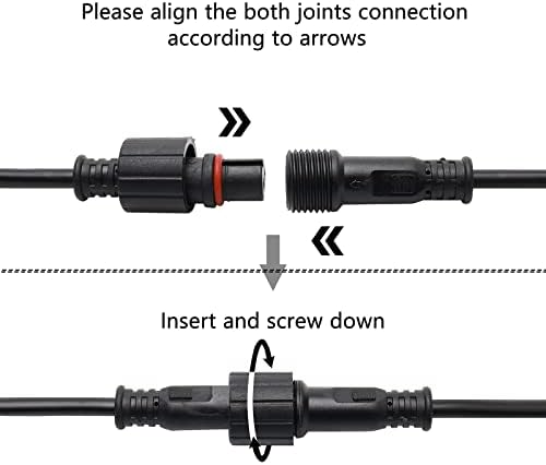 Pxyelec 5PCS Waterproof LED Strip 2 Core 2Pin Male to Female Connector Cable Black (20cm)
