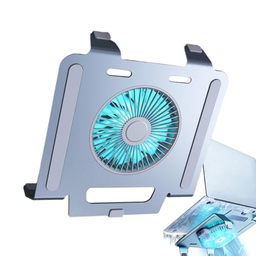 Soporte para ordenador portátil con ventilador – Soporte de escritorio plegable de 3 niveles de luz azul, ventilador de refrigeración para ordenador portátil, para pantalla de ordenador, escritorio