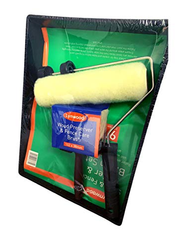 Lynwood 3-teiliges Set für Schuppenzaun, Holzfarben, mit Tablett und Pinsel, für Holzschutzmittel und Behandlungen, 22,9 cm