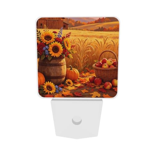 Image of Farmhouse Sunflowers Autumn LED Plug-in Nightlights 2-Pack for Bathroom