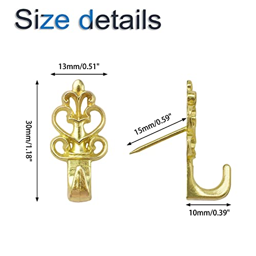 Image of INCREWAY Push Pin Hangers, 20Pcs Gold Flower Shaped Push Hooks Vintage Picture Hanging Pin Hooks Small Wall Hooks with Nail for Hanging
