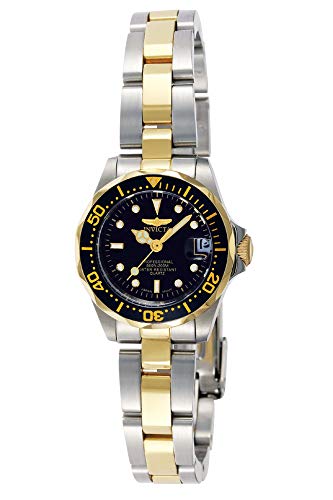 Invicta Women's Pro Diver 24.5mm Steel and Gold Tone Stainless Steel Quartz Watch, Two Tone/Black (Model: 8941)