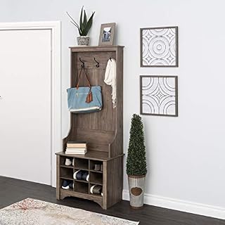 Prepac 27" 9 Shoe Cubbies Narrow Hall Tree, Drifted Gray