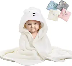 Toalha de Banho Infantil Soft com Capuz Bordado Bichinho