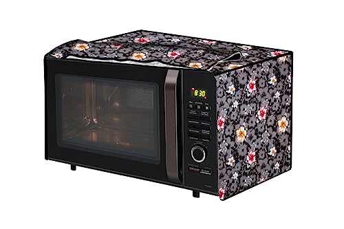 Image of The Furnishing Tree PVC Waterproof Microwave Oven Cover Compatible for Morphy Richards 20 L Solo 20 MS Greyish Floral Pattern