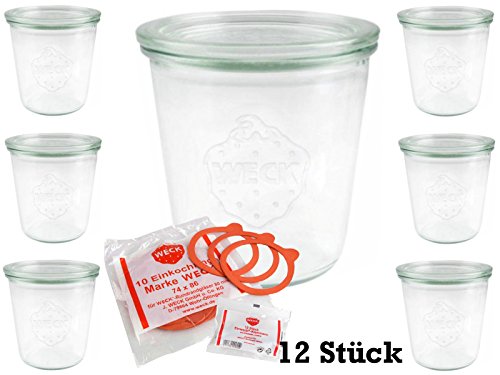 12 Weckgläser 290 ml hoch Sturzglas KOMPLETT Sturzgläser WECK Gläser 1/5 Liter 1/4 Liter Einweckgläser Einkochgläser Einmachgläser