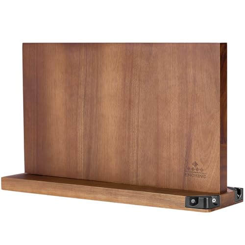 ENOKING Spitzenklasse Plus Messerblock Magnetisch Ohne Messer 38.6 x 23 cm, Doppelseitiger Magnet Messerhalter aus Akazienholz, Magnetischer...