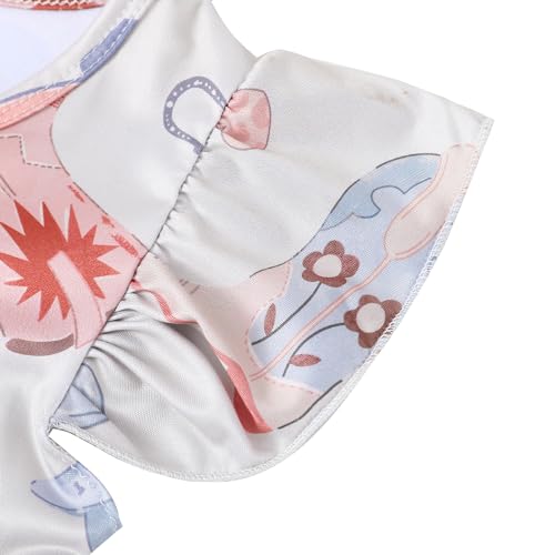 Toddler Girl Dress Farm Animal Cow Pig Print Ruffle Bottom Casual Dress Summer Clothes 1-8Y3