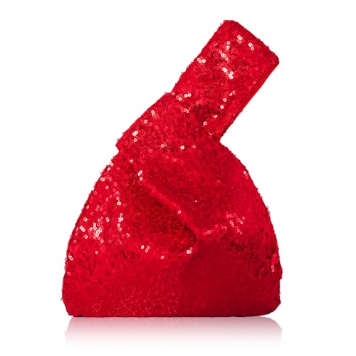 Poise3EHome Women's Sequin Wristlet Bag,Red Sequin Evening Bag,Bling Sparkly Valentines