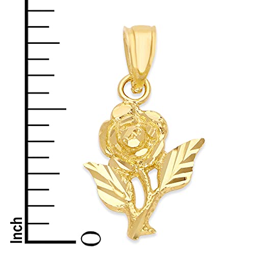 10k Real Solid Gold Rose Pendant for Necklace, Flower Jewelry for Her Bridesmaids Gift4