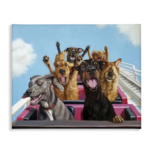 Dogs Riding Roller Coaster Gallery Wrapped Canvas
