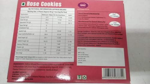 Image of Karachi Bakery Rose Flavour Cookies 400gm | Delicious Snack | Tea Time Snack | Vegetarian (Pack of 3)