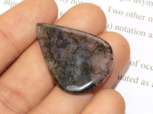 Moss Agate Cabochon, Natural Moss Agate Loose Gemstone, Pear Cabochon, 36X26X4Mm, Handmade Cabochon For Jewelry Making #TOP3