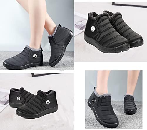 Gaatpot Boots Dames Enkellaarzen,warme voering,uitneembaar voetbed,Zwart,EU36
