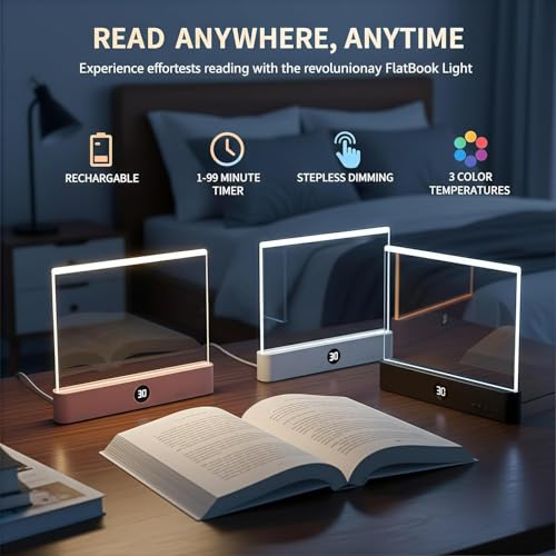 DENEZE White Smart Led Reading Light, Book Light Treasure Box, Rechargeable Clear LED Flat Reading Light with 3 Colors & Timer, Doodleable Study Lamp, The Quiet Reader's Dream Lights by DENEZE - Image 7