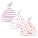 Produktbild CuteOn 3 Pack Baby Beanie Knoten Hut Neugeboren Jungen Mädchen Baumwolle Einstellbar Kappe zum Baby 0-6 Monate