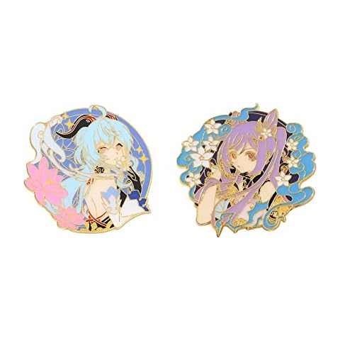 ROSETOR 2pcs Genshin impact Pin Alloy Pins Anime Badge Cartoon Character Brooch Pins Collection Bags Button Badge (STYLE2) Cover