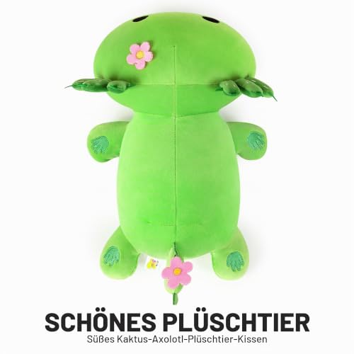 shownicer Plüschtier Axolotl Kuscheltier Stofftier Kawaii Axolotl Plüsch Kissen Spielzeug Geschenk für Erwachsene Mädchen Kinder (Kaktus… – Ansicht 6