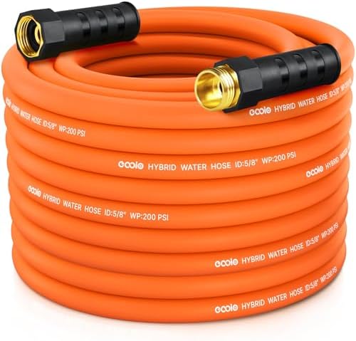 Garden Hose 75 ft x 5/8", NON-EXPANDING Flexible Water Hose, Kink Resistant Lightweight Hybrid Hose, Leakproof Yard Hose with Male to Female Fittings