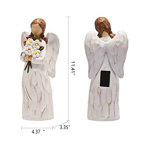 Yiosax Angel Figurines With Solar Lights, Forget-Me-Not Angel Sculpture Home Decorative Gift To Show Love, Gratitude, Friendship, Sympathy（11.41”） #TOP5