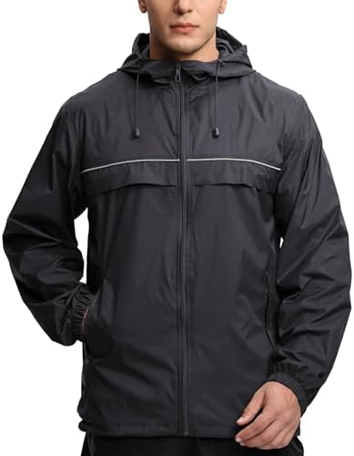 V VALANCH Mens Rain Jacket Waterproof Lightweight Windbreaker wit...