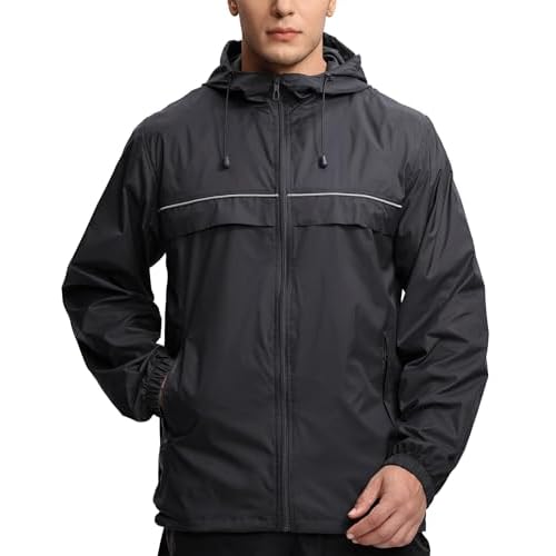 V VALANCH Mens Rain Jacket Waterproof Lightweight Windbreaker with Hood Outdoor Raincoat for Hiking Running Travel 3X-Large Olive Green With Bag