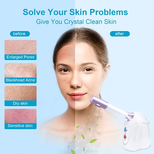 Helloland Nano Ionic Facial Steamer With 360°Rotatable Extended Nozzle Sprayer Face Steamer Humidifier With Hot Cold Mist Option For Home Spa Skin Care Beauty Salon Acne Blackhead Hydration Sauna #TOP6