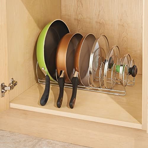 mDesign Cookware Organizer Rack for Kitchen Storage, 17" - Pack of 2, Chrome