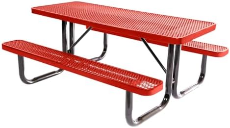 COATEDOUTDOORFURNITURE 6Ft Rect Picnic Table, Expanded, Red