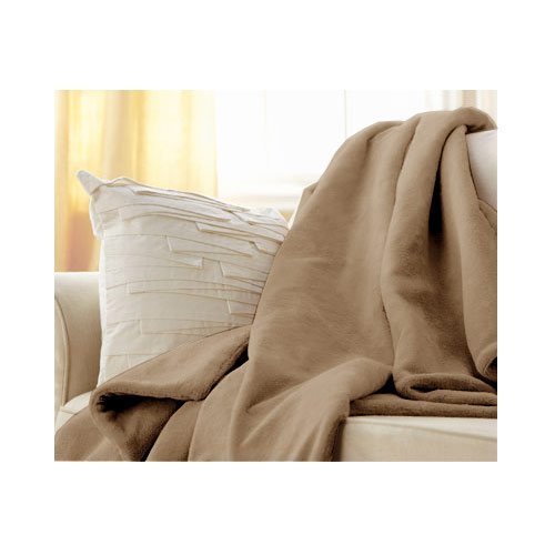 Microplush Throw Camelot Cuddler Heated Electric Warming Blanket with 3 Heat Settings Controller - Mushroom Beige