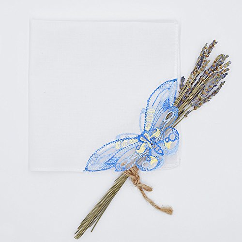 Selectedhanky Women's Cotton Handkerchiefs With Butterfly Lace At Corner, Ladies Hankies 12 Pcs #TOP7