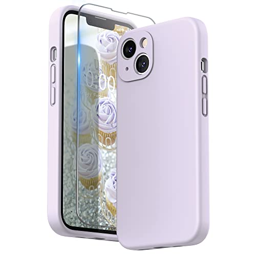 SURPHY Coque Silicone Liquide Compatible avec iPhone 13 6,1 Pouces, Protection Individuelle pour Chaque Objectif Épaissie Silicone Premium Etui pour iPhone 13 6,1 Pouces (Lavande Clair) Cover