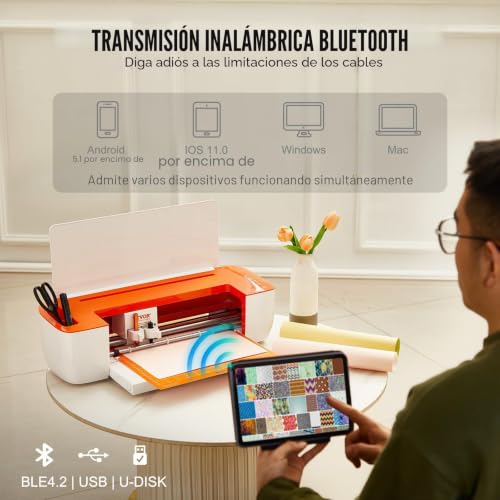 Miniatura 5 de Vevor Corte De Vinilo, Plotter De Corte Con Conectividad Bluetooth, Compatible Con Ios, Android, Windows Y Mac, Diseños Enormes Incluidos, Para Crear Tarjetas Personalizadas, Decoración Del Hogar