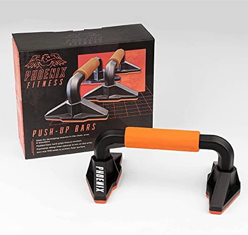 Phoenix Fitness Push Up Bar Stand - Press Up Pushup Bars Pair with Non-Slip Foam Handles for Extra Grip for Chest, Arms and Shoulder Strength Training
