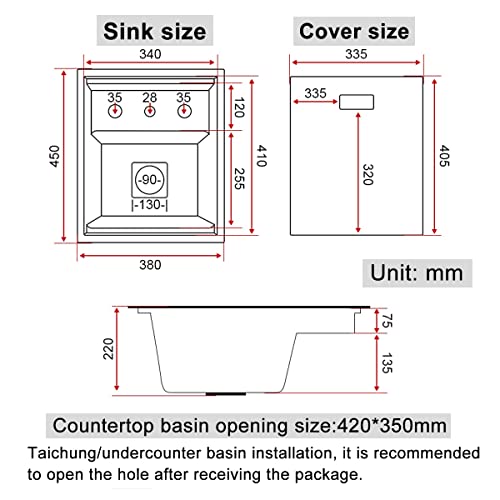 Amocho Single Bowl Kitchen Sinks With Cup Washer ，Single Bowl Stainless Steel Workstation Bar Sink With Glass Rinser, For Home Hotel Cafe Restaurant,Black (Size : 45 * 38Cm/17.7 * 15In) #TOP2