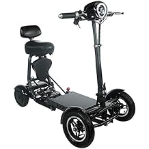 Fold and Travel Lightweight Mobility Scooters for Adults Foldable Lightweight Powered Scooter 4 Wheel Mobility Scooter Carrier Power Wheel Chairs Mobility Chair Scooter de Movilidad Black